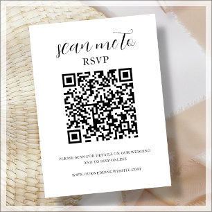D'accompagnement Blanc   Code QR   Carte de réponse de mariage à jo
