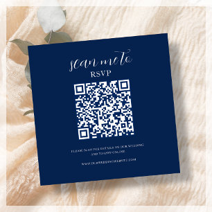 D'accompagnement Bleu Marine   Carte de boîtier de code QR RSVP