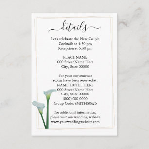 D'accompagnement Calla Lily - Carte Détails du Mariage