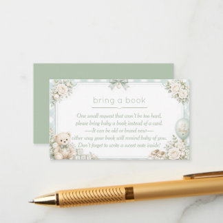 D'accompagnement Carte « Apportez un livre » pour Baby Shower Vert 