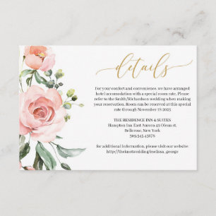 D'accompagnement Carte aux détails floraux dorés rose pêche bohème
