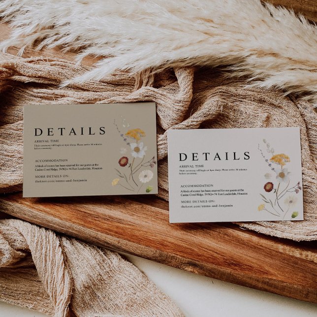 D'accompagnement Carte Boho Fleur sauvage Mariage Détails (Créateur téléchargé)