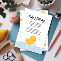 Carte Boîtier de demande de livre pour bébé canard