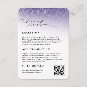 D'accompagnement Carte Boîtier de Réception Mariage damassé Violet