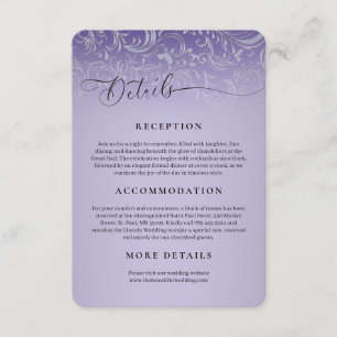 D'accompagnement Carte Boîtier de Réception Mariage damassé Violet