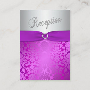 D'accompagnement Carte boîtier Mitzva Bat Damask Argent et Violet