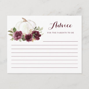D'accompagnement Carte conseil Citrouille Floral Bourgogne Baby sho