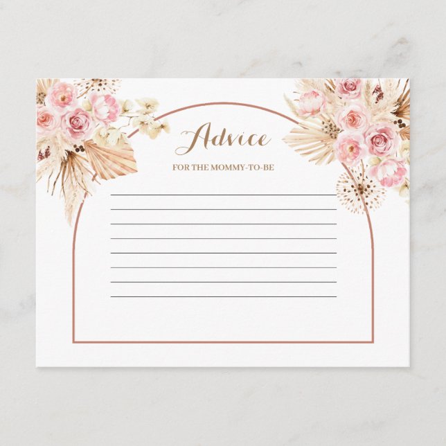 D'accompagnement Carte conseil Pink Floral Boho Pampas Grass (Devant)