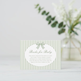 D'accompagnement Carte d'annonce de Baby Shower rayée vert sauge