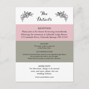 D'accompagnement Carte d'annonce de mariage Rose Poudré et Vert Sau