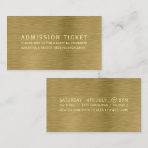 D'accompagnement Carte de billet d'entrée Faux Gold Metal Texture