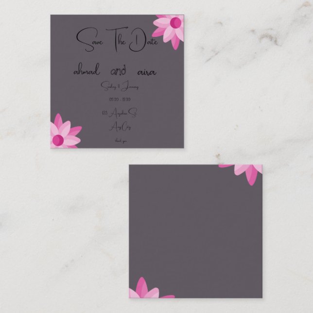 D'accompagnement Carte de boîtier 2,5 pouces x 2,5 pouces - Elégant (Devant / Derrière)