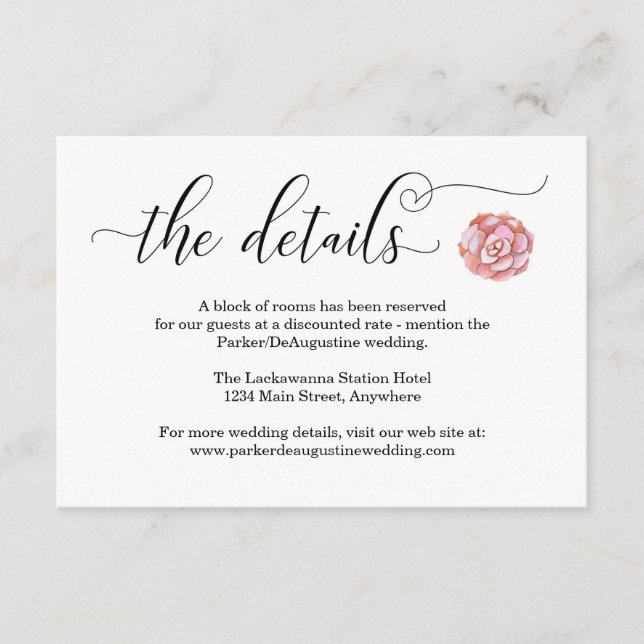 D'accompagnement Carte de boîtier d'information rose (Devant)