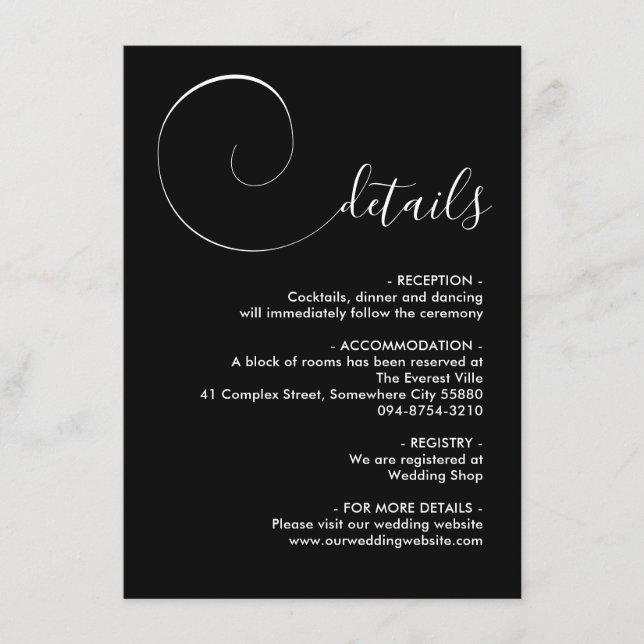 D'accompagnement Carte de boîtier du script de calligraphie noir (Devant)