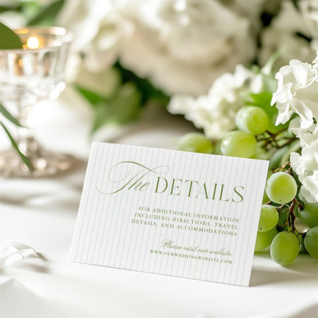 D'accompagnement Carte de boîtier du site Web Mariage Sage Green &  (Sage Green & Blue Wedding Website Enclosure Card)