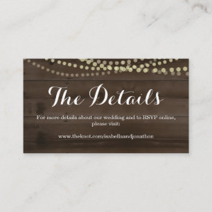 D'accompagnement Carte de boîtier du site Web Rustic Wood Mariage