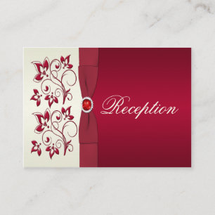 D'accompagnement Carte de boîtier floral rouge et ivoire