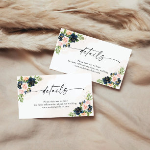 D'accompagnement Carte de boîtier Marine & Blush Pink Détails Flora