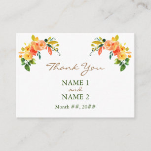 D'accompagnement Carte de boîtier Merci orange floral Aquarelle