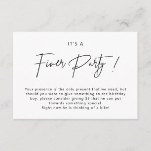 D'accompagnement Carte de boîtier minimaliste Fiver Party Invitatio