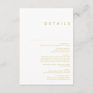 D'accompagnement Carte de boîtier minimaliste moderne Gold Font Dét