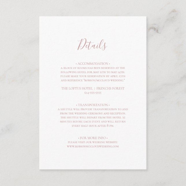D'accompagnement Carte de boîtier Rose Gold Détails simple et éléga (Devant)
