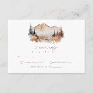 D'accompagnement Carte de boîtier RSVP Boho Fall Mountain Wedding