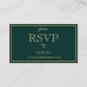D'accompagnement Carte de boîtier RSVP Emerald and Gold Art Deco