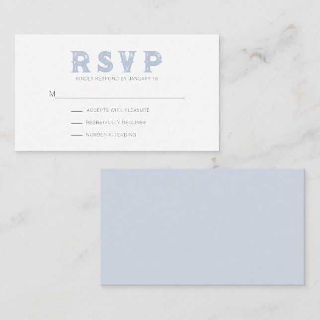D'accompagnement Carte de boîtier RSVP moderne bleu Dusty (Devant / Derrière)