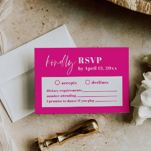 D'accompagnement Carte de boîtier RSVP moderne Hot Rose Gras Mariag