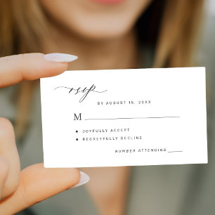D'accompagnement Carte de boîtier RSVP pour mariage noir et blanc s
