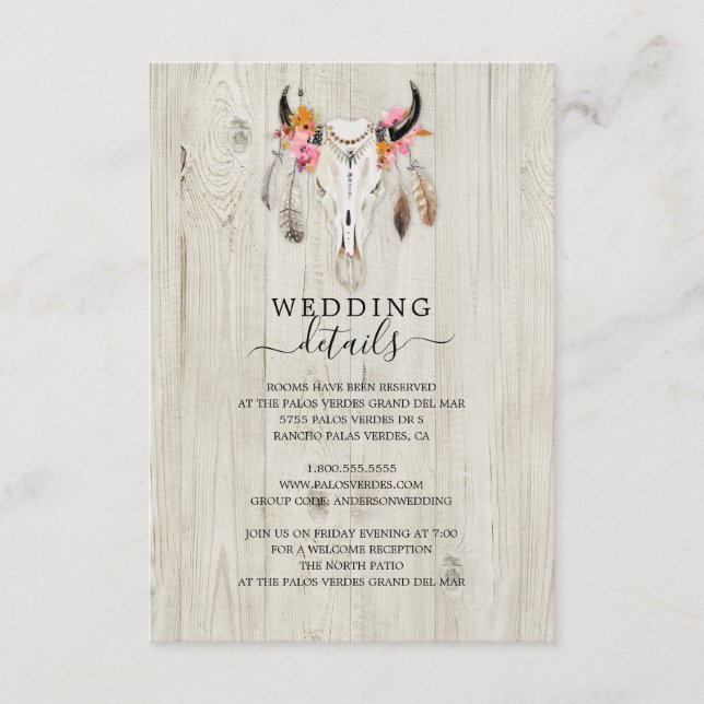 D'accompagnement Carte de boîtier Rustique Antler Light Wood Détail (Devant)