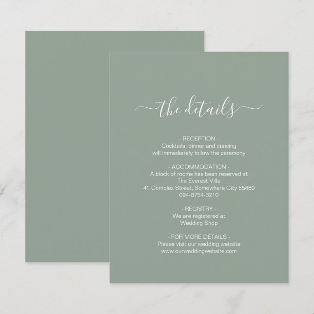 D'accompagnement Carte de boîtier verte Sage Simple (Devant / Derrière)