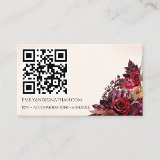 D'accompagnement Carte de code QR de mariage floral burgundy