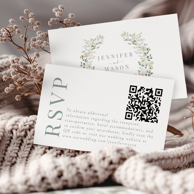 D'accompagnement Carte de code RSVP QR pour mariage floral simple (Créateur téléchargé)