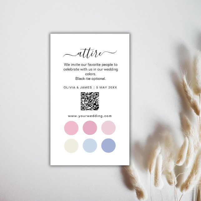 D'accompagnement Carte de Code Vestimentaire pour une Robe de Maria (Dusty Rose Wedding Attire Dress Code Card)