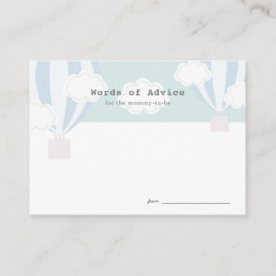 D'accompagnement Carte de conseil Baby shower Blue Hot Air Balloon