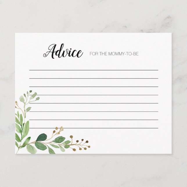 D'accompagnement Carte de conseil moderne botanique verte (Devant)