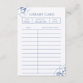 D'accompagnement Carte de conseils de bibliothèque florale bleue po