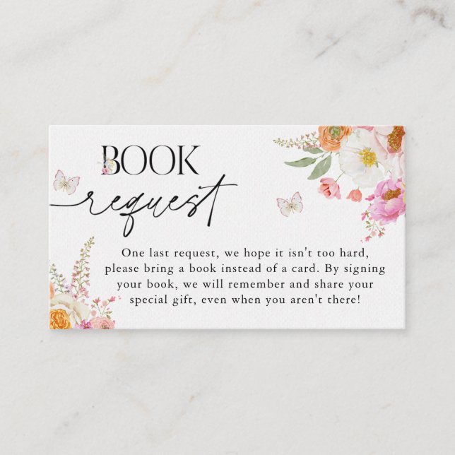 D'accompagnement Carte de demande de livre pour baby shower Fleur d (Devant)