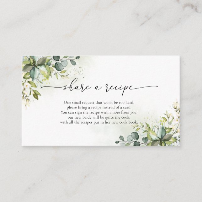 D'accompagnement Carte de demande de recette de verdure (Devant)