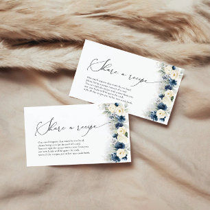 D'accompagnement Carte de demande de recette Roses Bleu Marine et B