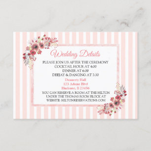 D'accompagnement Carte de détail Mariage Mauve Pink Flowers