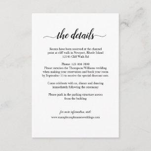 D'accompagnement Carte de détails de mariage à calligraphie Romance