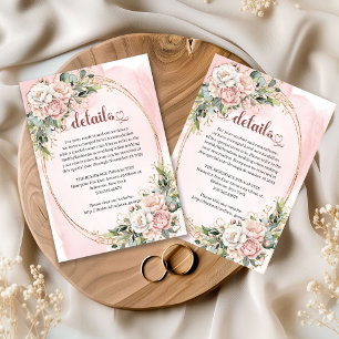 D'accompagnement Carte de détails de mariage à fleurs roses et verd