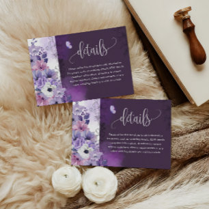 D'accompagnement Carte de détails de mariage à fleurs violettes