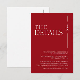 D'accompagnement Carte de détails de mariage à monogramme rouge cra