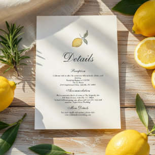 D'accompagnement Carte de détails de mariage au citron   Côte itali