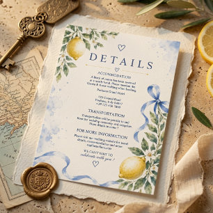 D'accompagnement Carte de détails de mariage au citron italien de l