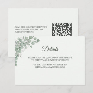 D'accompagnement Carte de détails de mariage au eucalyptus vert sau